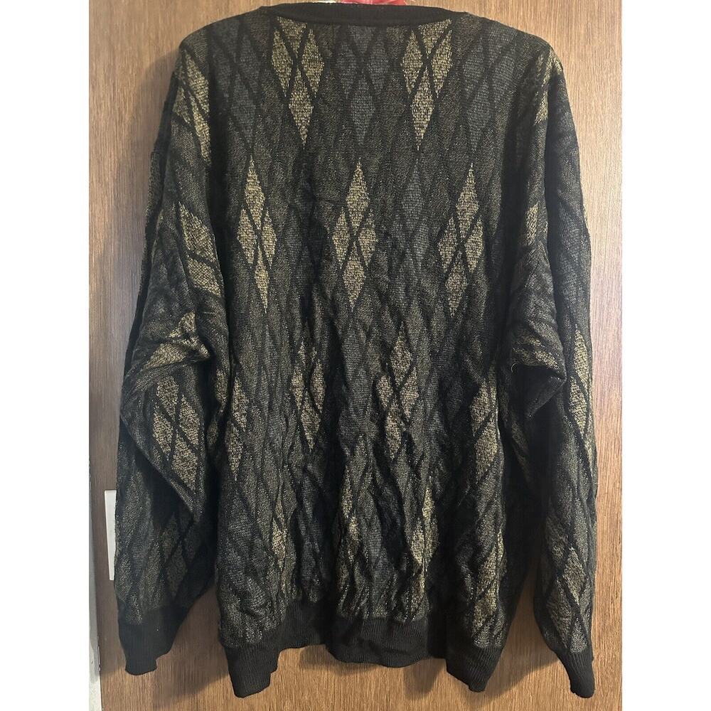 Vintage 90/ Northern Isle Men's L Grandpacore Santa Claus Diamond Knit Sweater - Picture 4 of 8